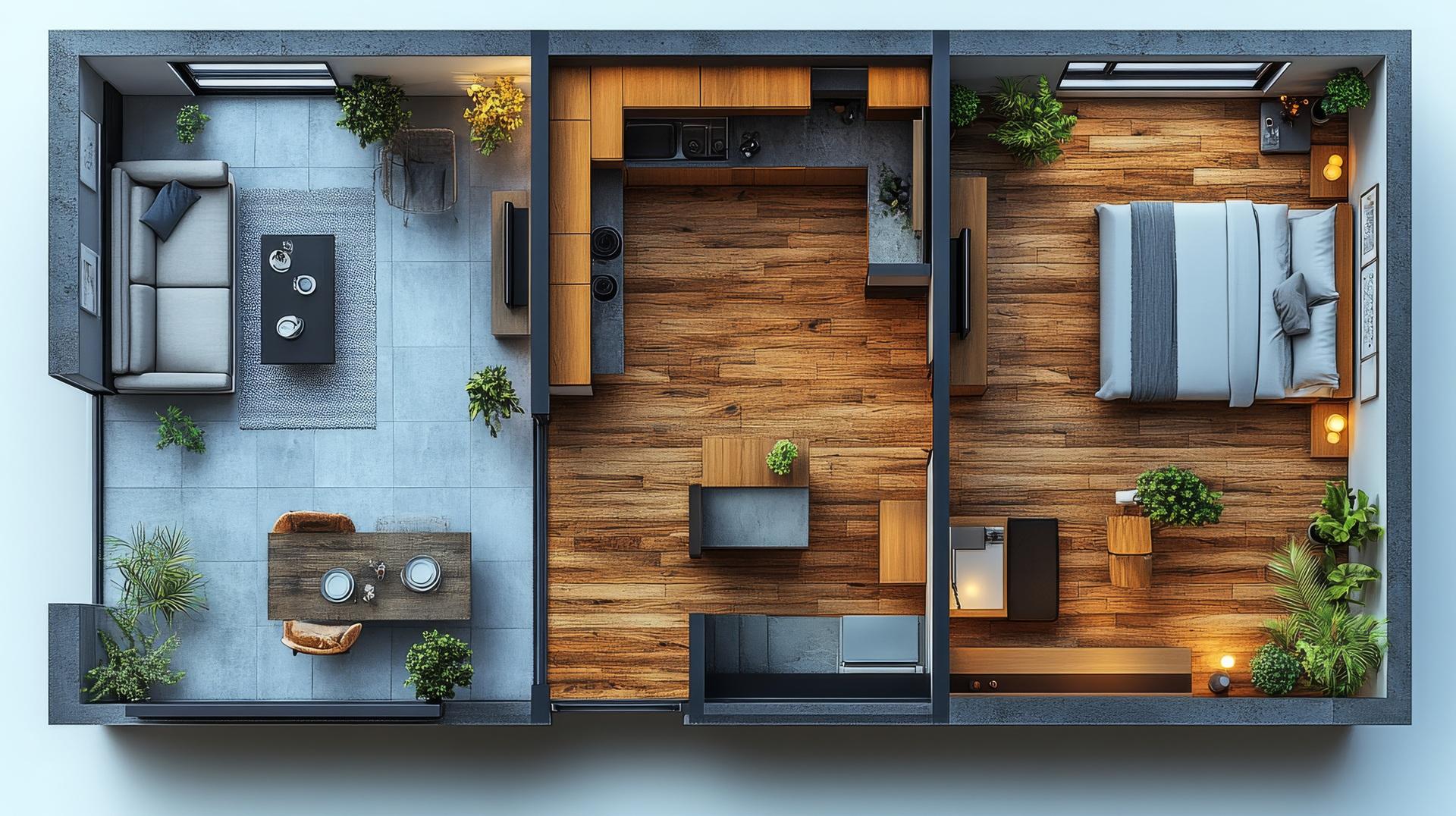 3D-Grundriss mit Bodenideen | Klick Vinyl Marmoroptik

