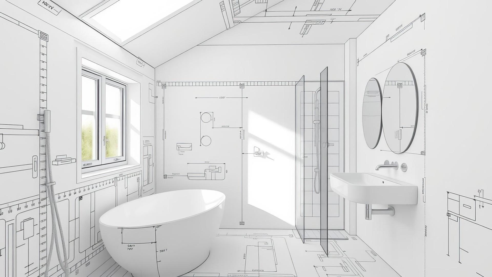 Badentwurf mit 3D-Wandplanung und Dusche | Duschrückwand

