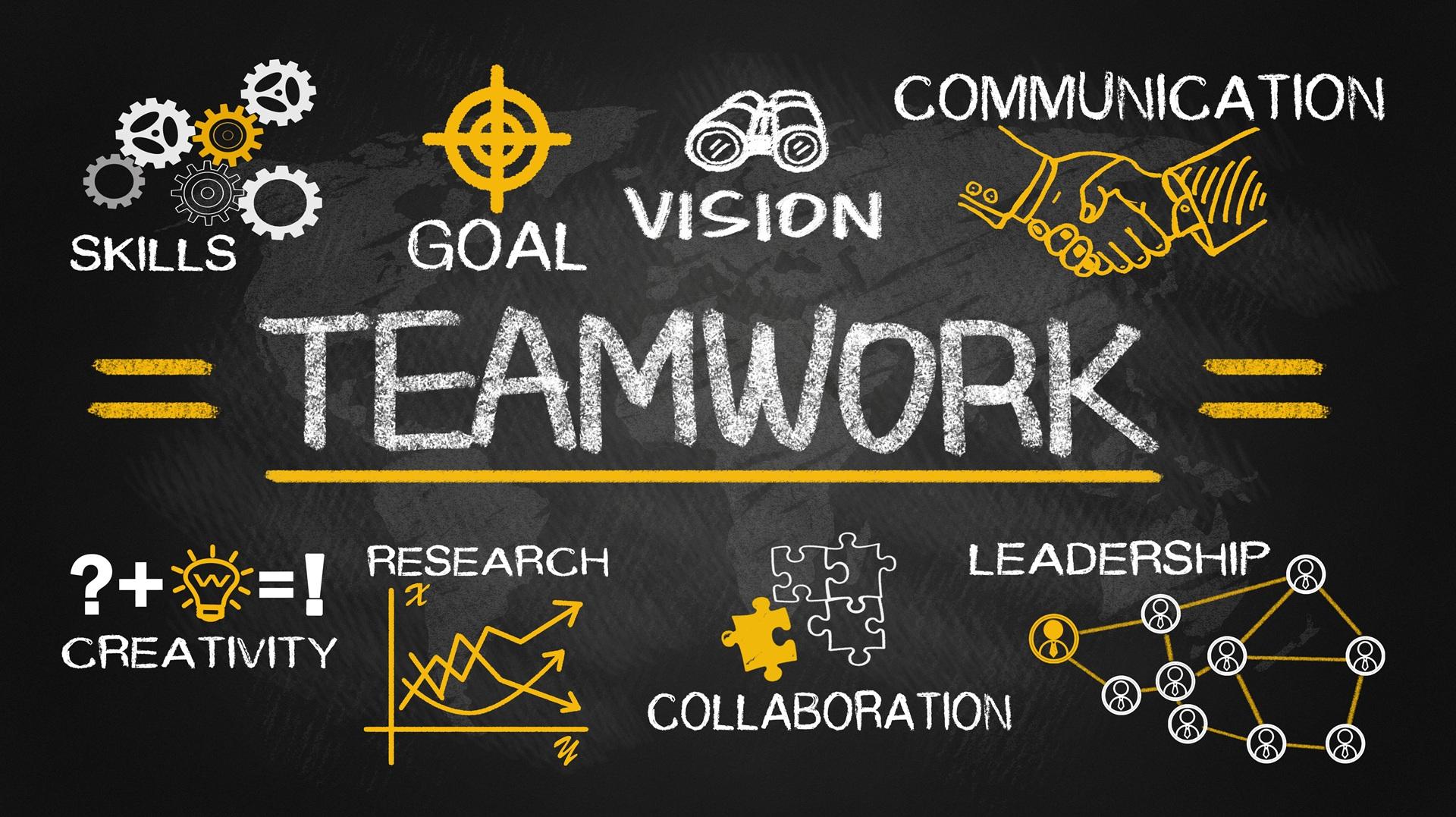 Illustration mit Begriffen zu Teamwork | Pflegehilfskraft Ausbildung